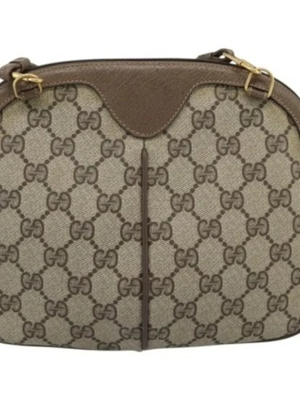GUCCI GG Supreme Web Sherry Line Bag PVC Beige Gold 68 02 047 Auth ep14991